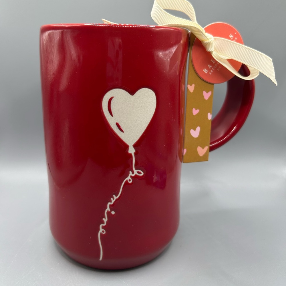 Dunn Red Valentine Tall BE MINE Mug With Heart Balloon Wide Handle NEW
